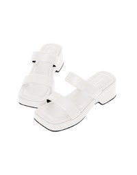 Simple Broad-Soled Thick-Soled Mid-Heel Slippers