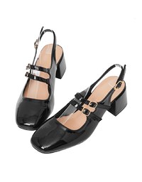 Square Toe Double Buckle Back Heels