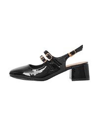 Square Toe Double Buckle Back Heels