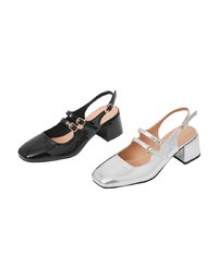Square Toe Double Buckle Back Heels