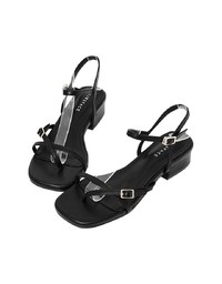 Slim Strap Cross Buckle Mid Heel Sandals