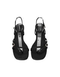 Slim Strap Cross Buckle Mid Heel Sandals