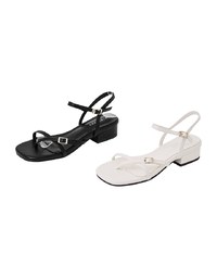 Slim Strap Cross Buckle Mid Heel Sandals
