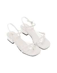 Slim Strap Cross Buckle Mid Heel Sandals