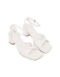 Square Toe Twist Mid Heel Sandals
