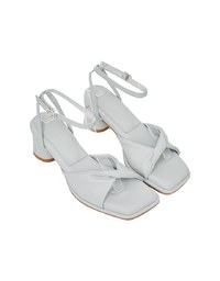 Square Toe Twist Mid Heel Sandals