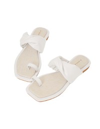 Faux Leather Twist-Toe Flat Slippers