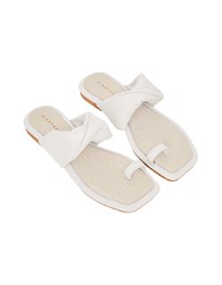 Faux Leather Twist-Toe Flat Slippers