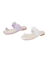 Faux Leather Twist-Toe Flat Slippers