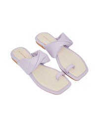 Faux Leather Twist-Toe Flat Slippers