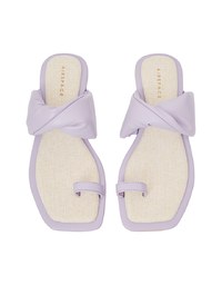 Faux Leather Twist-Toe Flat Slippers