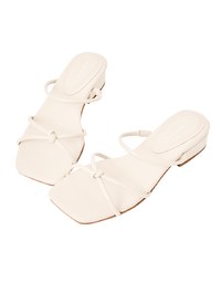 Cross-Strap Twisted Low-Heel Slides