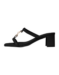 Metal Buckle Heeled Slippers