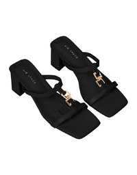 Metal Buckle Heeled Slippers