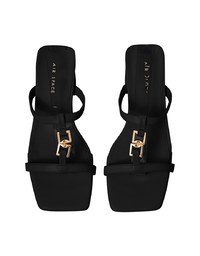 Metal Buckle Heeled Slippers