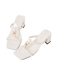 Metal Buckle Heeled Slippers