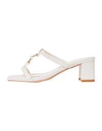 Metal Buckle Heeled Slippers