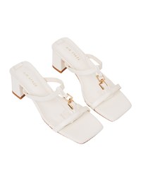 Metal Buckle Heeled Slippers