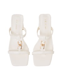 Metal Buckle Heeled Slippers