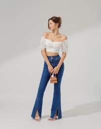 2Way Puffy Sleeve Crop Top (With Padding)