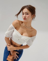 2Way Puffy Sleeve Crop Top (With Padding)
