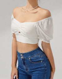 2Way Puffy Sleeve Crop Top (With Padding)