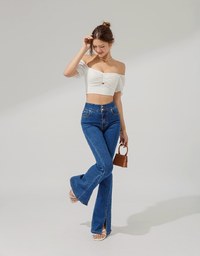 2Way Puffy Sleeve Crop Top (With Padding)