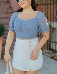 2Way Puffy Sleeve Crop Top (With Padding)