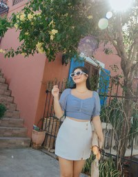2Way Puffy Sleeve Crop Top (With Padding)