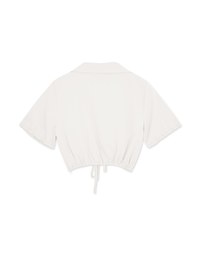 Open Collar Drawstring Crop Top