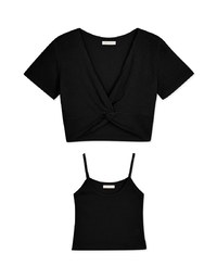 Two-Piece Knot Knit Crop Top
