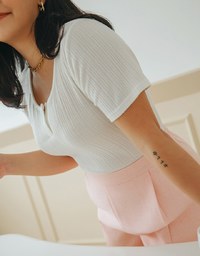 V Neck Crop Knit Top