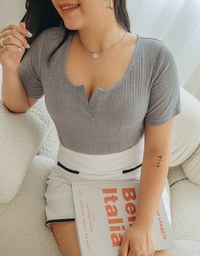 V Neck Crop Knit Top