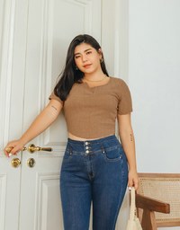 V Neck Crop Knit Top