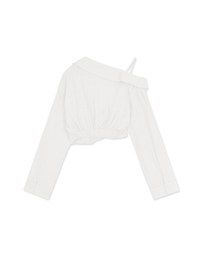 Fake Two Piece Sheer Slanted Shoulder Crop Top