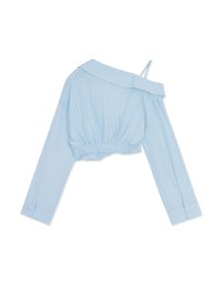 Fake Two Piece Sheer Slanted Shoulder Crop Top