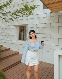 Fake Two Piece Sheer Slanted Shoulder Crop Top