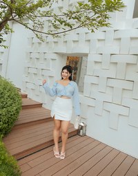 Fake Two Piece Sheer Slanted Shoulder Crop Top