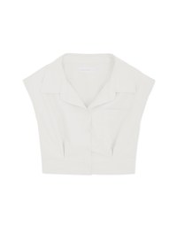 Open Collar Button Down Tank Shirt