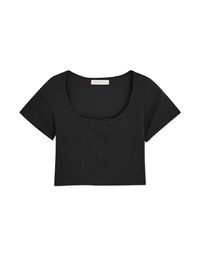 Square Neckline Knit Crop Top