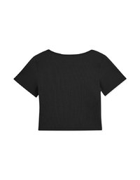 Square Neckline Knit Crop Top