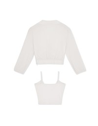 Two-Piece Sheer Drawstring Cropped Shirt