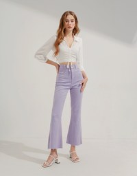 Two-Piece Sheer Drawstring Cropped Shirt
