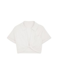 Front Twist Open Collar Crop Top
