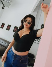 Cooling Push-Up u Collar Crop Fit Bra Top