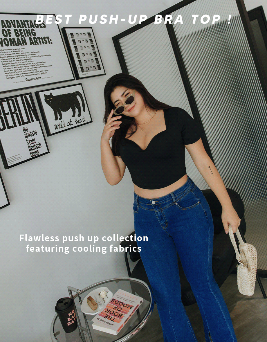 Cooling Push-Up u Collar Crop Fit Bra Top
