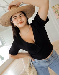 V Neck Simple Knit Top