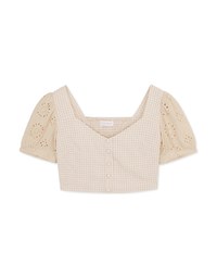 Puff-Sleeve Checked Top