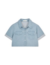 Button Up Denim Jeans Crop Top