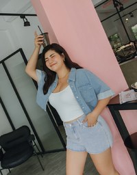 Button Up Denim Jeans Crop Top